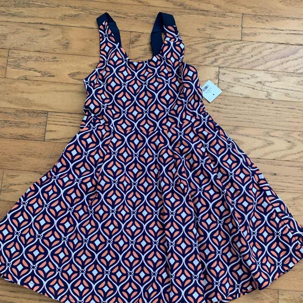 Girls size 8 Crown & Ivy Navy and Peach dresses
